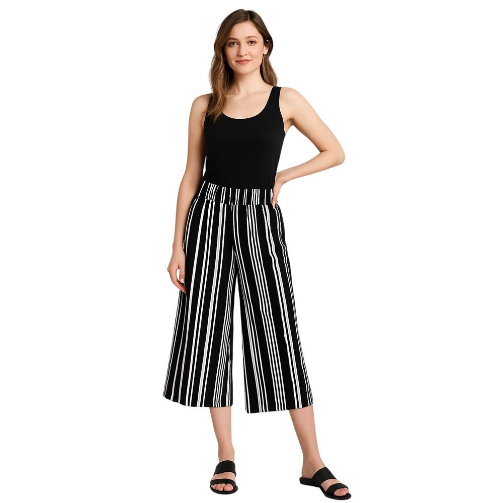 French Laundry Black & White Striped Cropped Culottes – Size Small
